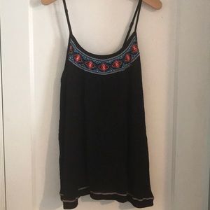 Black spaghetti strap  top with color embroidery
